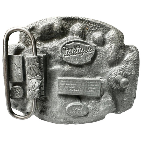 Vintage Texas The Lone Star State USA Texan Western Cowboy Pewter Belt Buckle - Picture 3 of 8
